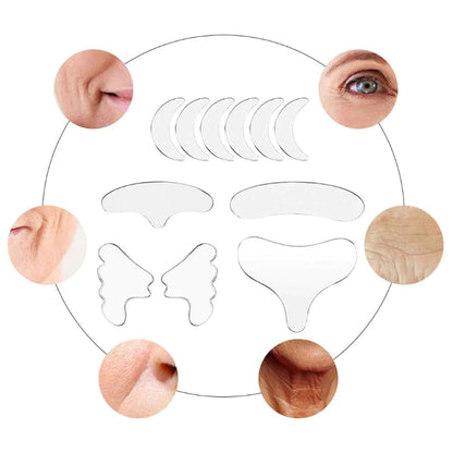 Kit con 11 Adhesivos Reutilizables para Arrugas y Líneas de Expresión