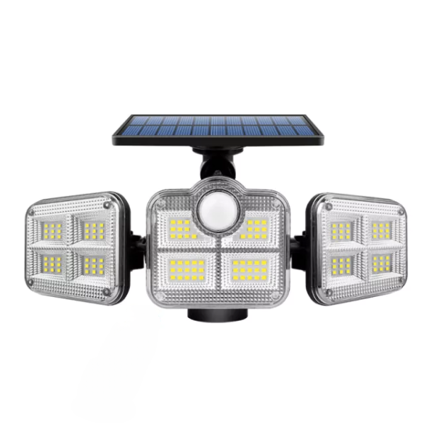 Foco LED solar de 3 cabezales y 800 W