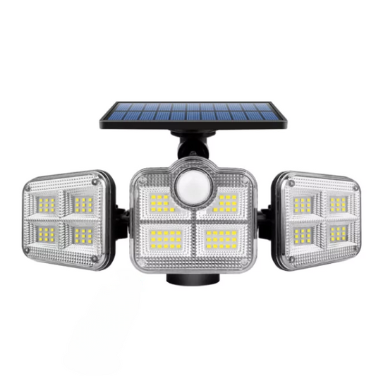 Foco LED solar de 3 cabezales y 800 W